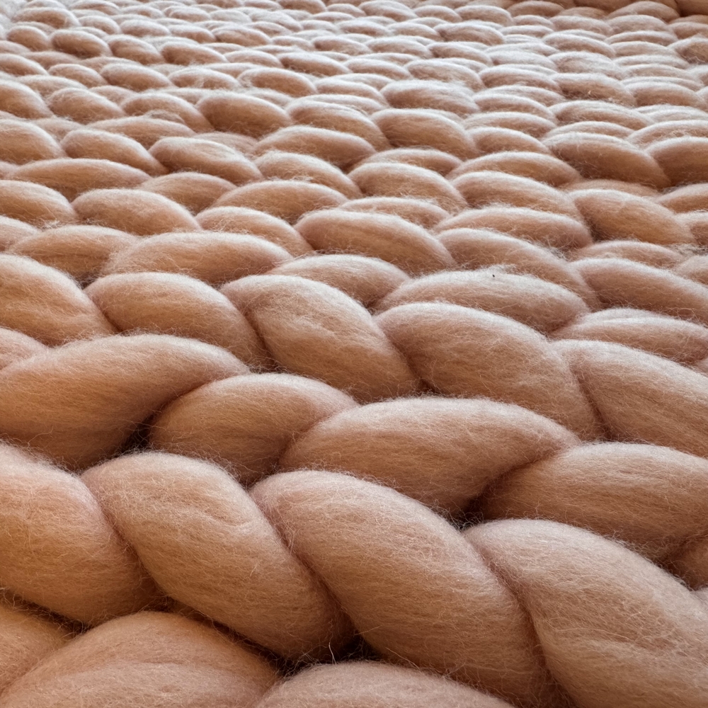 Chunky Knit Wool Throw - Picture 3 of 3